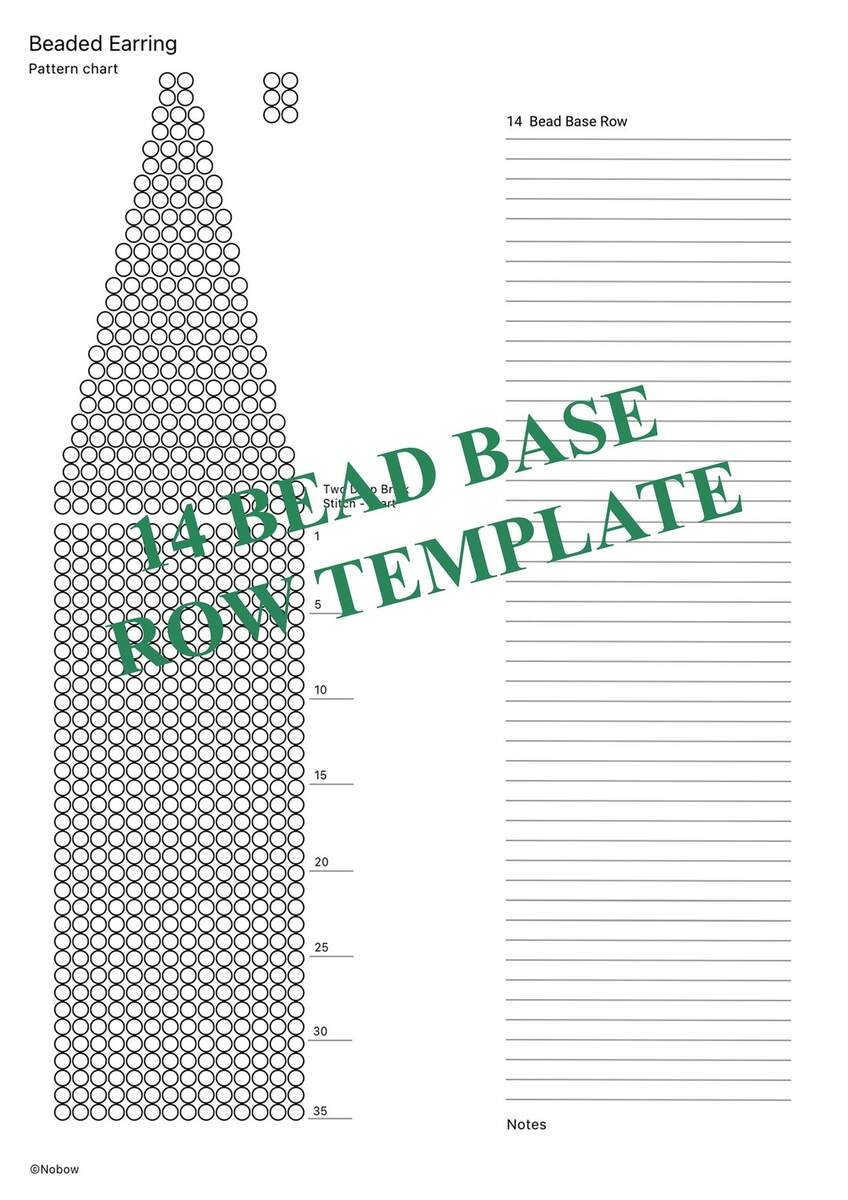 14 Bead Base Row Template Nine Different Blank Templates For Beaded Earring Patterns Brick Stitch Fringe Pattern Chart Graph Paper Etsy