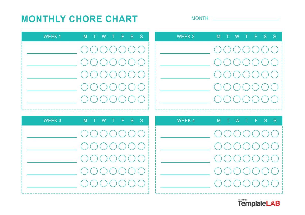23 FREE Chore Chart Templates For Kids TemplateLab Download Printable Simple Monthly Chore Chart Template PDF