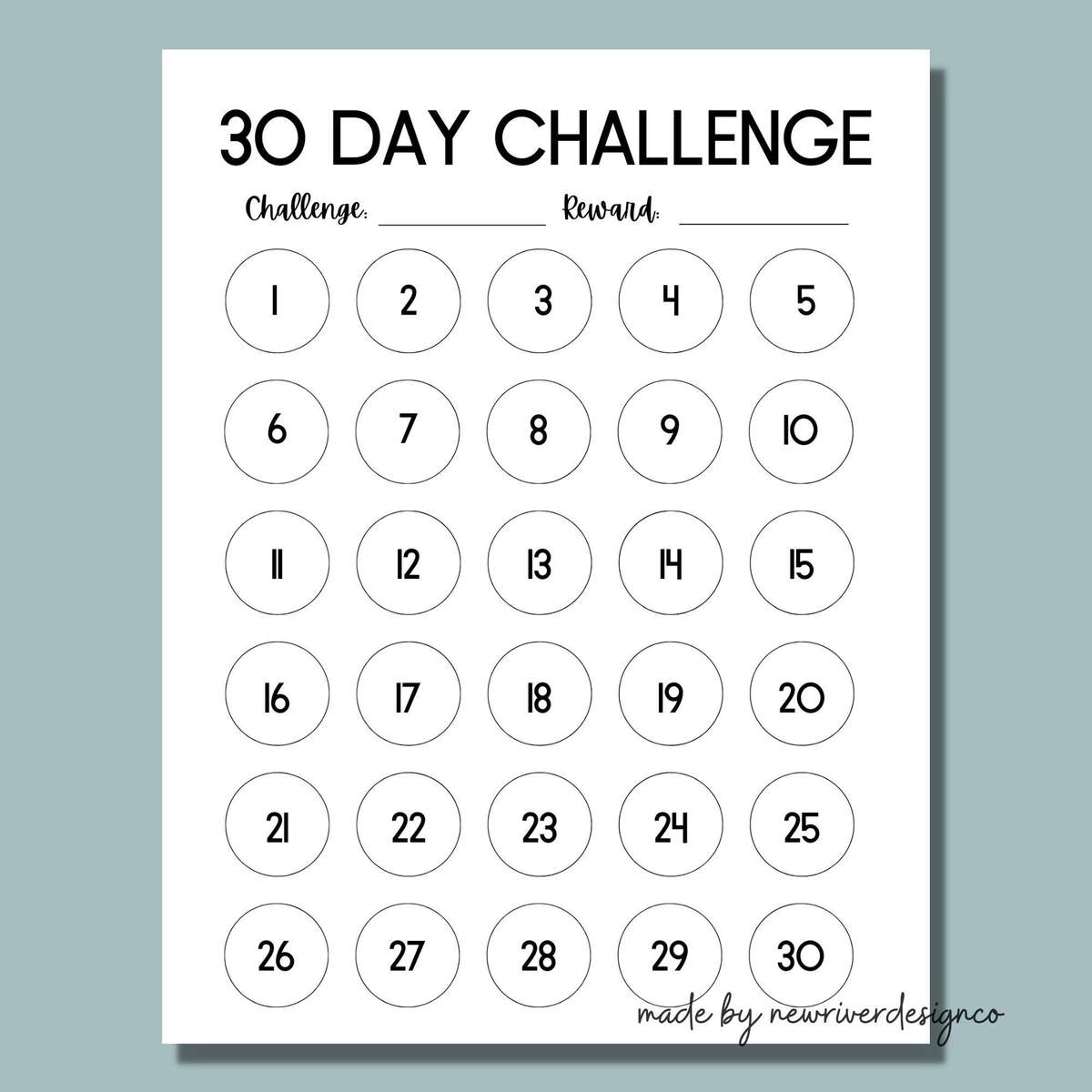 30 Day Challenge Tracker Minimalist Goal Printable PDF Etsy