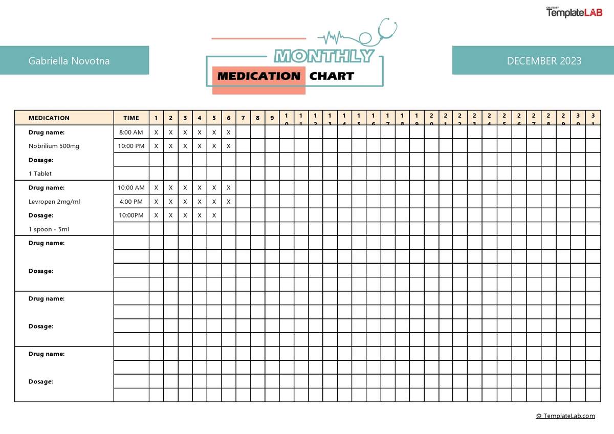 40 Great Medication Schedule Templates Medication Calendars Free Medication List Templates For Patients And Caregivers