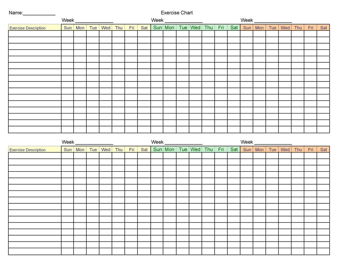 46 Printable Exercise Charts 100 Free TemplateLab Free Custom Printable Workout Planner Templates Online Canva