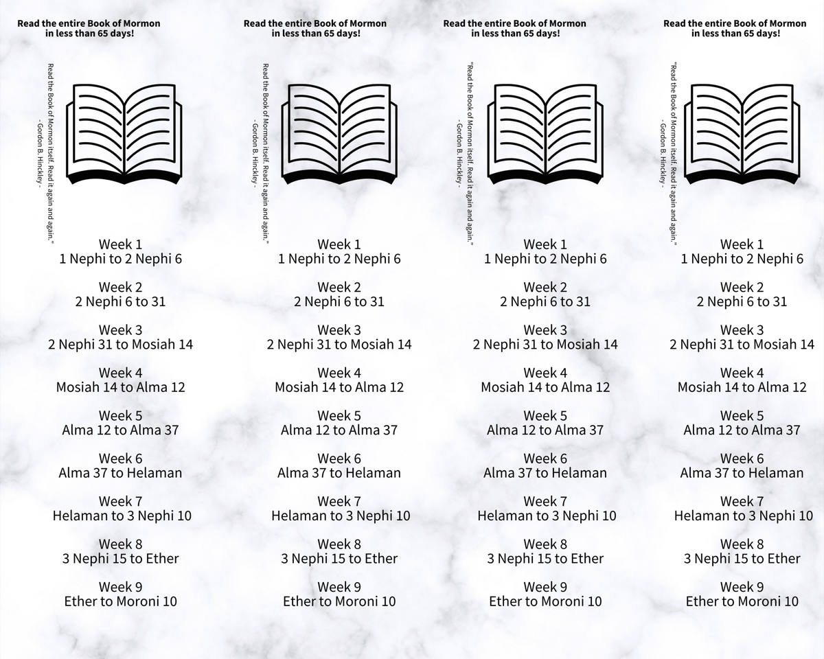 65 Day Book Of Mormon Reading Chart Free Printable Bookmarks Seeing Dandy Blog