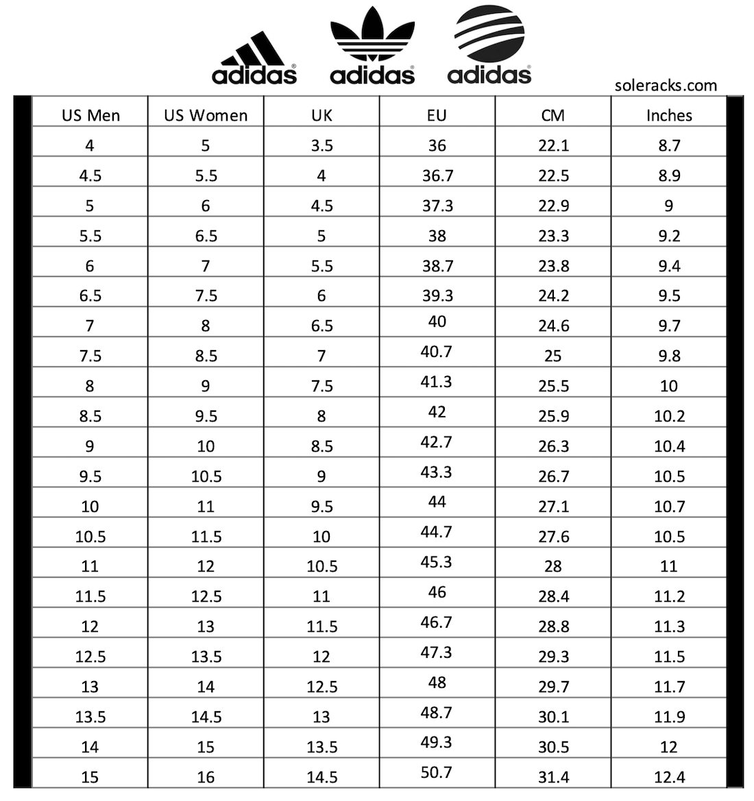 Adidas Samba Adidas Printable Shoe Size Chart Top Adidas Top Size Chart Shop