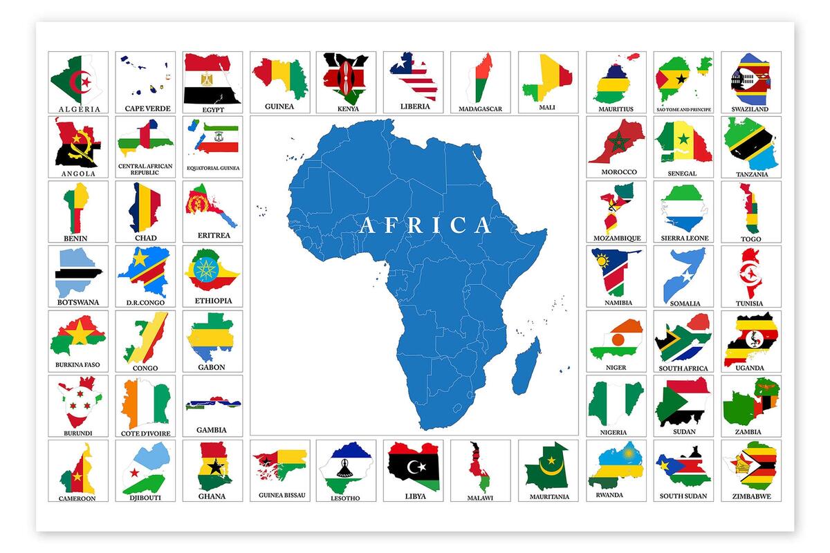 African Countries With Flags Print By Editors Choice Posterlounge African Countries With Flags Print By Editors Choice Posterlounge