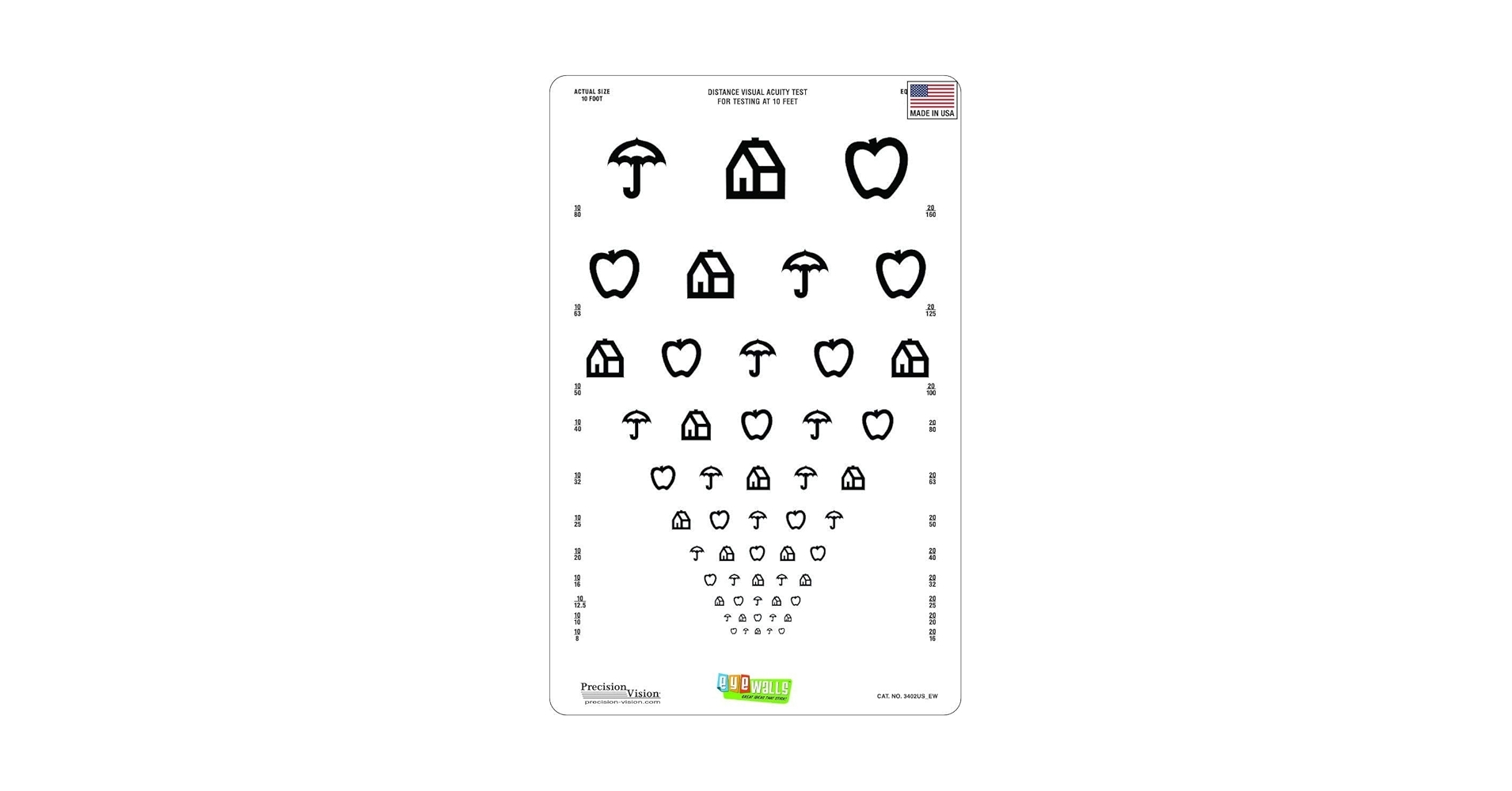 Amazon Kids Peel And Stick 9 X14 Eye Test Chart EyeWalls Industrial Scientific