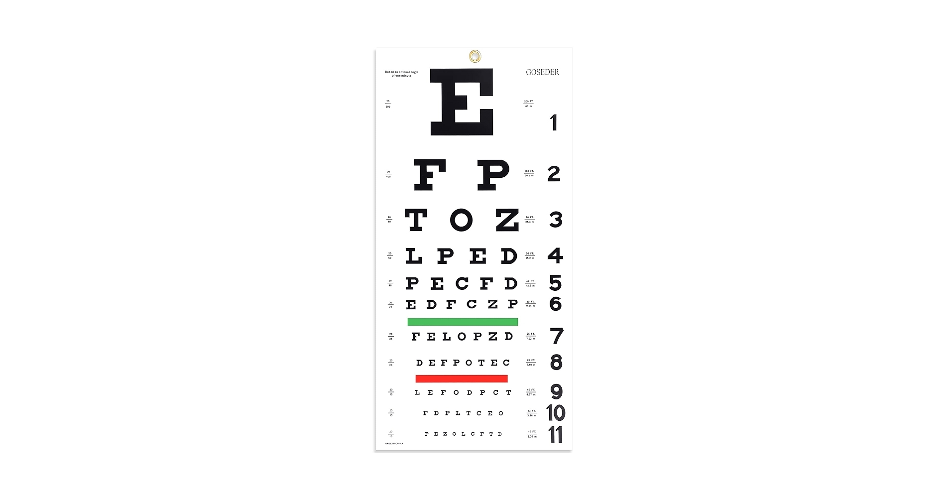 Amazon Snellen Eye Chart Eye Charts For Eye Exams 20 Feet 22 11 Inches Low Vision Eye Test Charts For Wall D Cor Kids Gifts Industrial Scientific