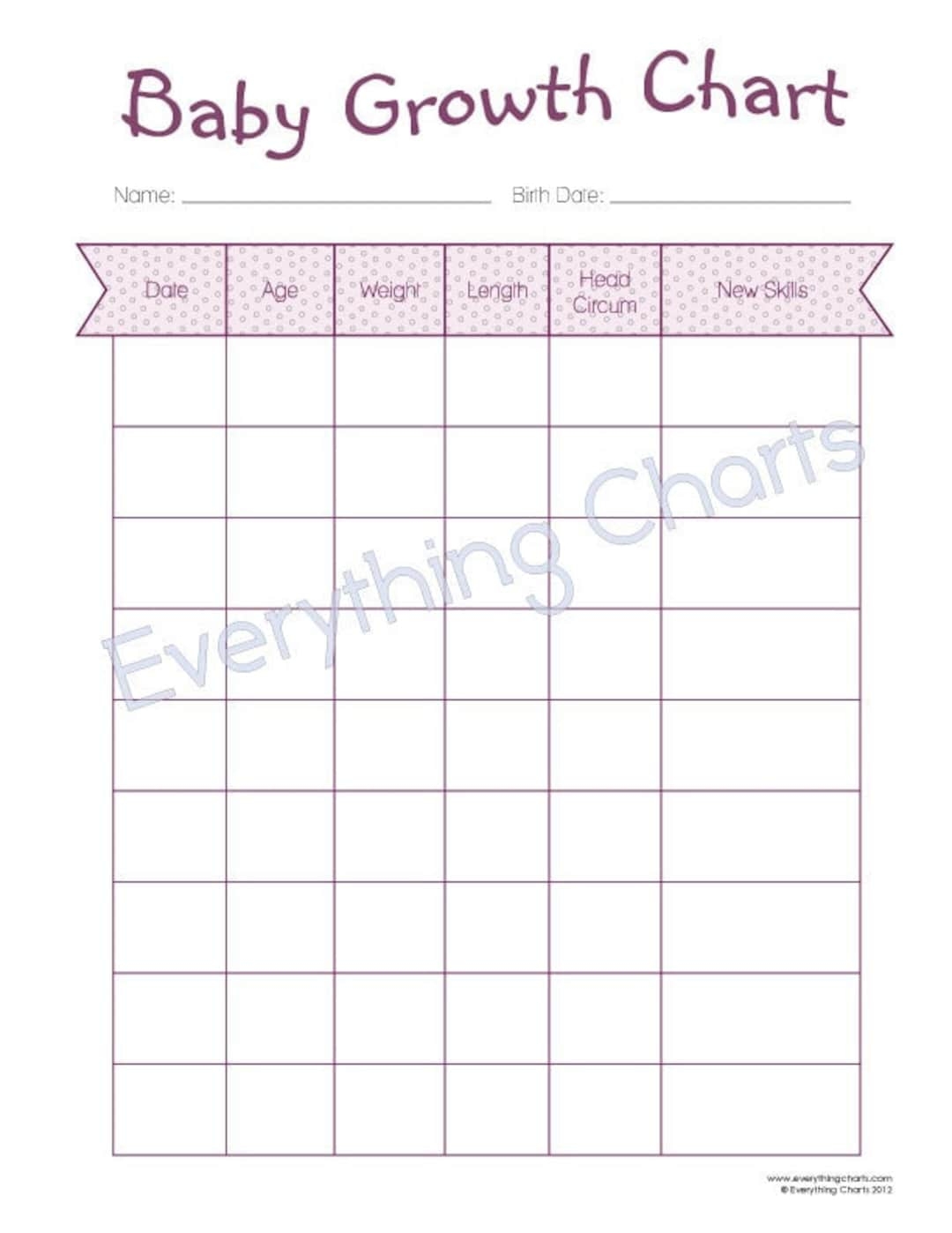 Baby Growth Chart Printable Child Growth Chart Baby Height Weight Chart Baby Measurament Tracker Baby Height Weight Tracker Etsy