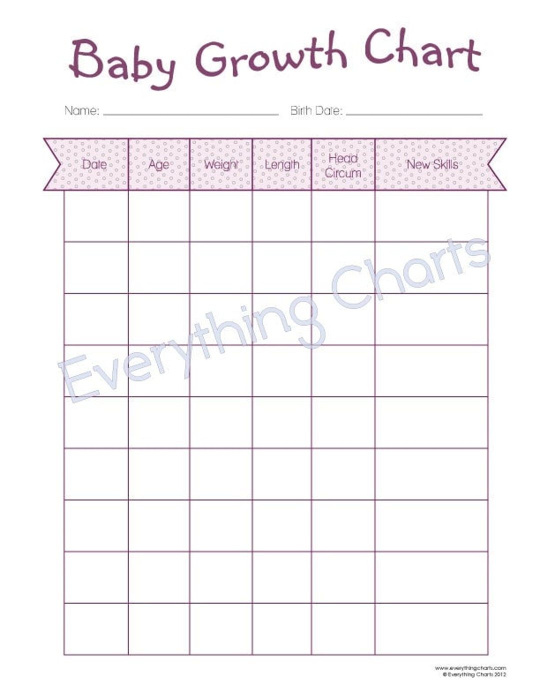 Printable Baby Growth Chart Journal US LETTER A4 A5 Etsy