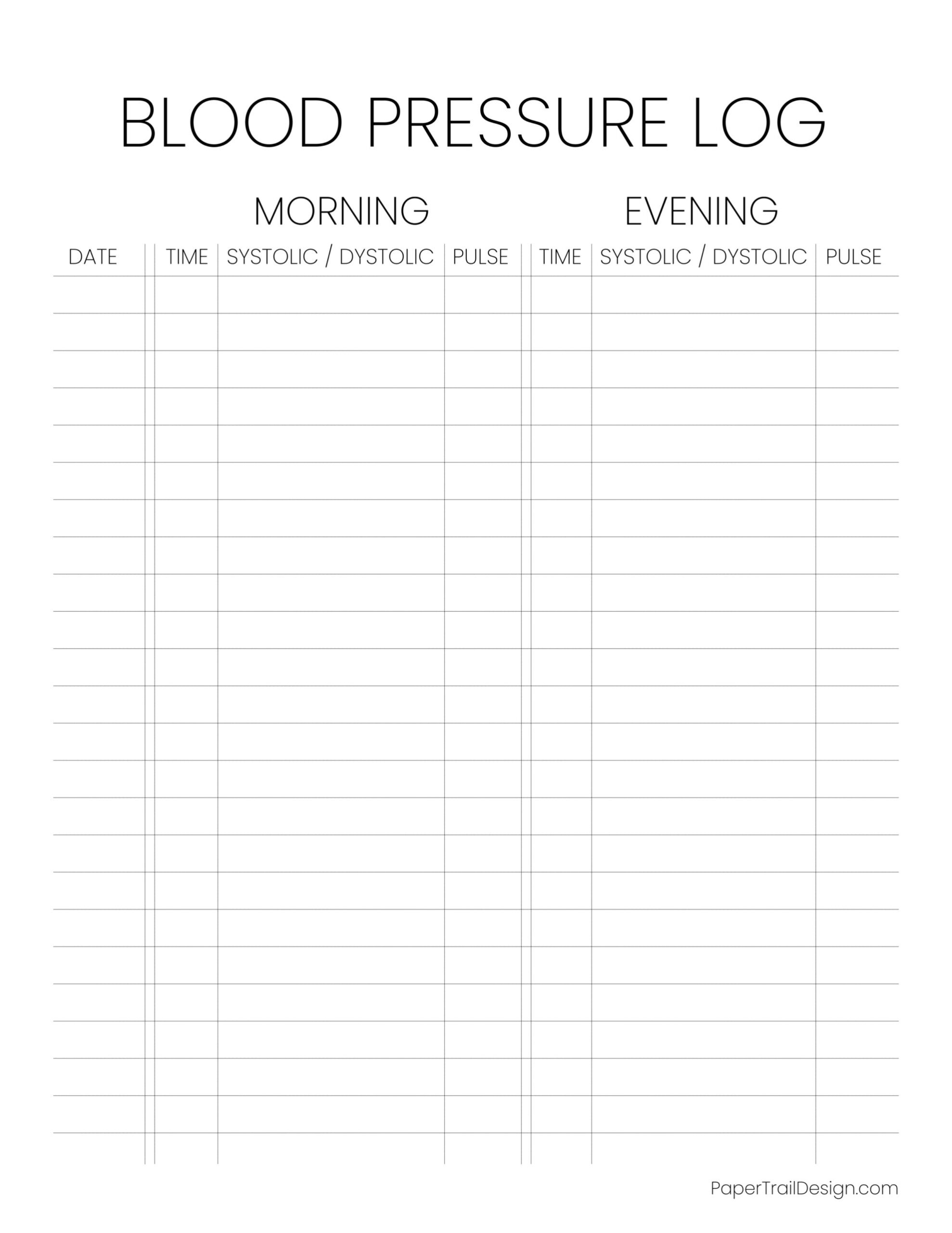 Blood Pressure Log Sheet Paper Trail Design Blood Pressure Chart Printable Instant Download Medical Tracker Editable Blood Pressure Tracker BP Tracker Blood Pressure Log Etsy