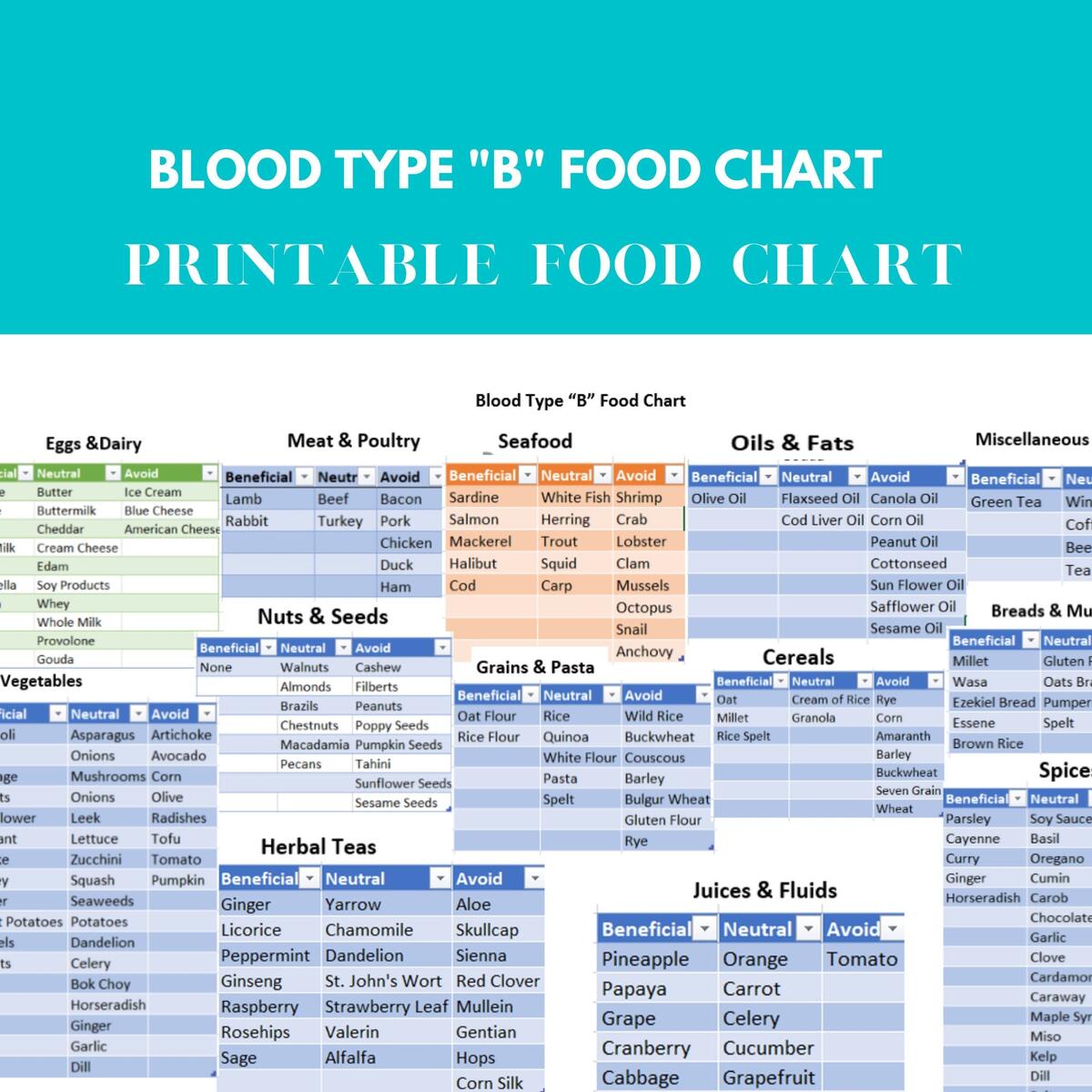 O Positive Blood Type Diet Chart In Illustrator PDF Download Template