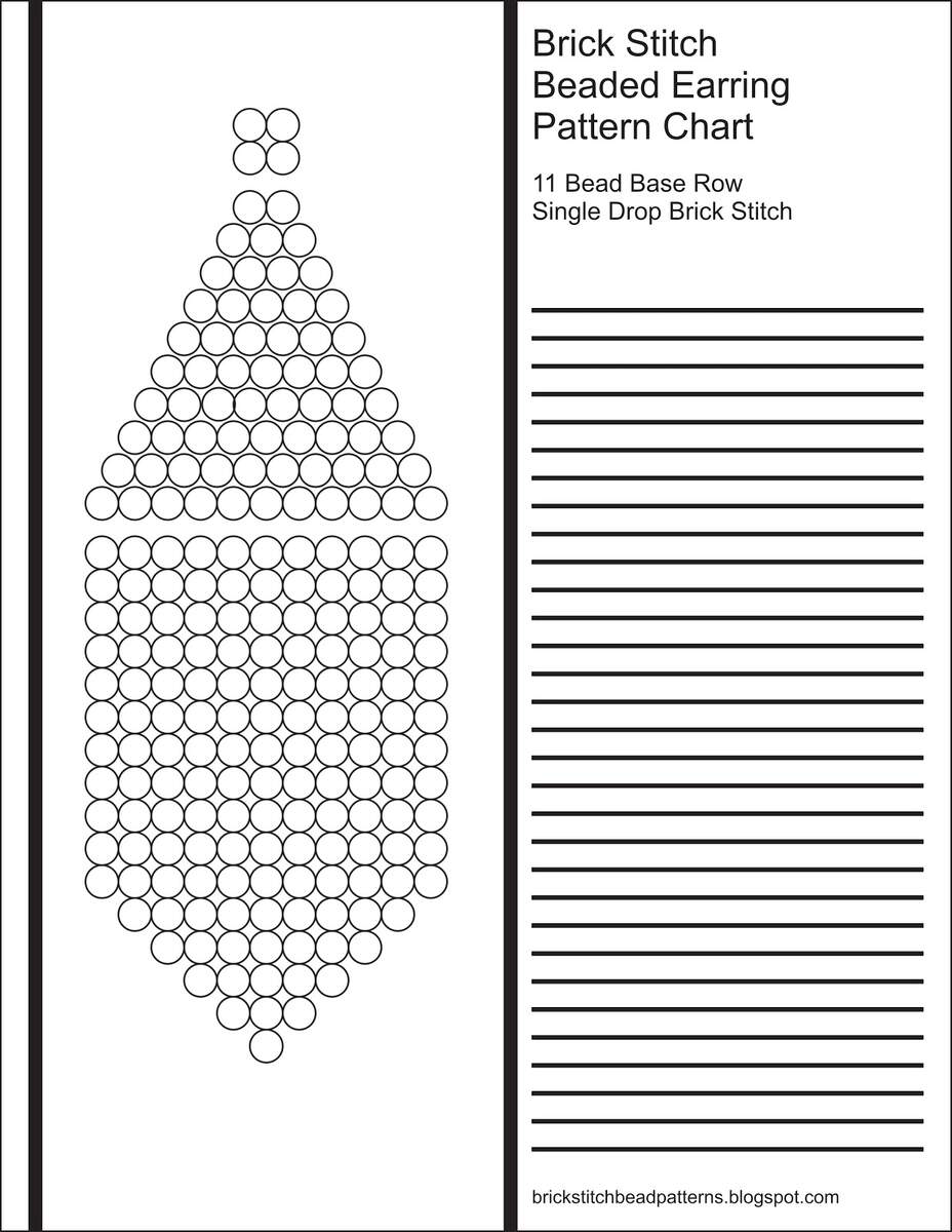 Brick Stitch Bead Patterns Journal 11 Bead Base Row Blank Round Beaded Earring Pattern Chart