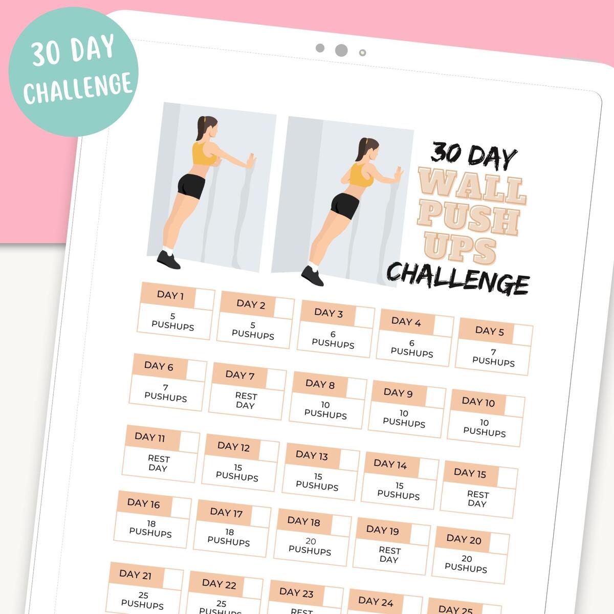 30 Day Printable Push Up Challenge A Home Exercise Routine For Men And Women To Build Strength And Endurance Etsy