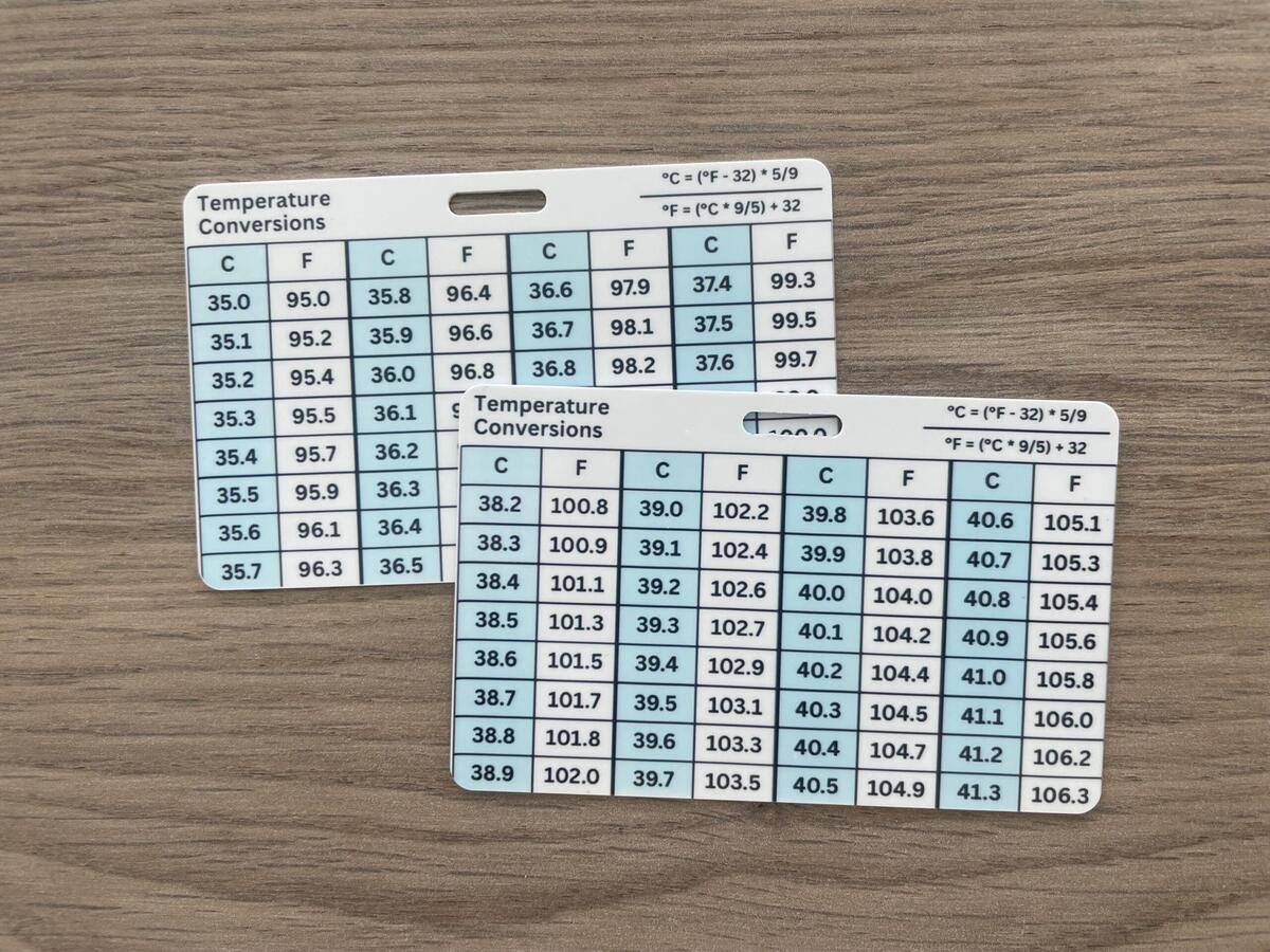 Celsius To Fahrenheit Conversion Badge Buddy Temperature Chart Badge Buddy Gift For Nurses Nursing Student Gift RN Badge Buddy Etsy
