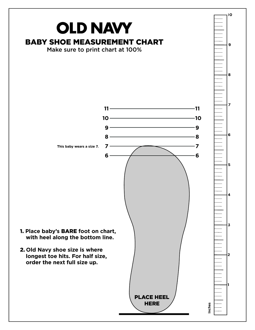 Chart Template Printable Baby Shoe Size Chart Printable Kids Shoe Shoe Size Template Printable Printable Shoe