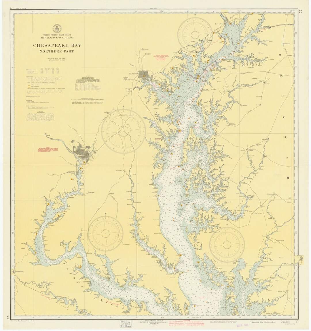 Chesapeake Bay Map Northern Part 1942 Nautical Chart Print Etsy Chesapeake Bay Map Northern Part 1942 Nautical Chart Print Etsy