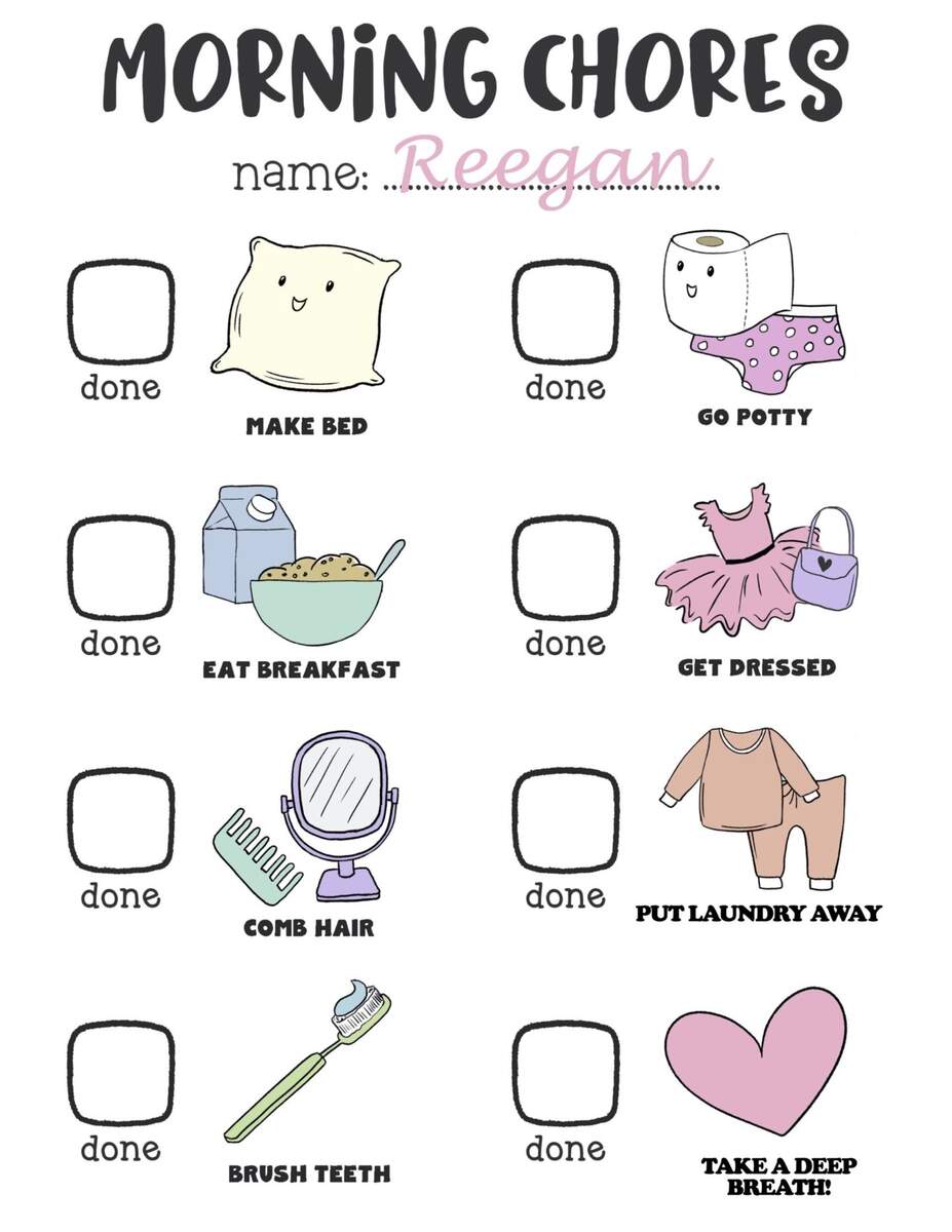 Chore Chart Printable Customizable With Pictures Me And Reegs Kids Chore Chart Printable Kids Routine Chart Children Chore Chart Kids Chore Cards Daily Routine Chart Etsy