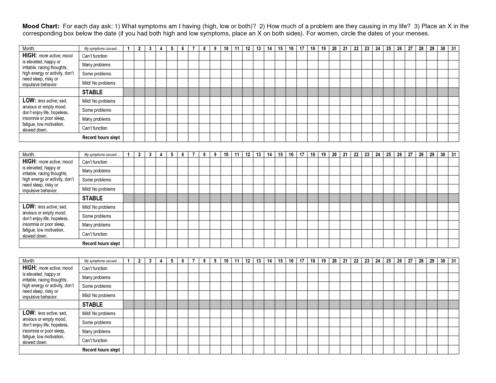 Daily Mood Chart 10 Free PDF Printables Printablee