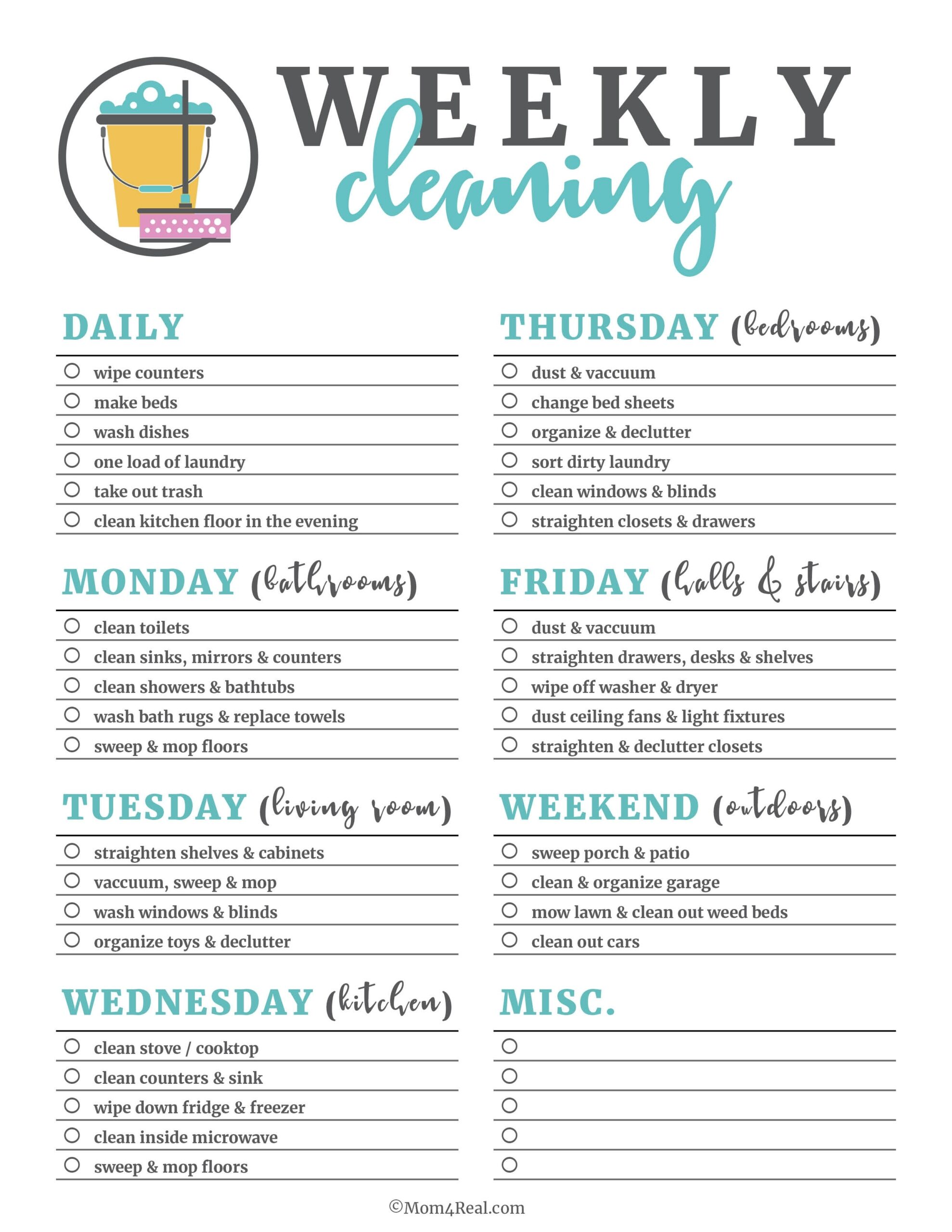Free Printable Cleaning Checklist Templates Canva