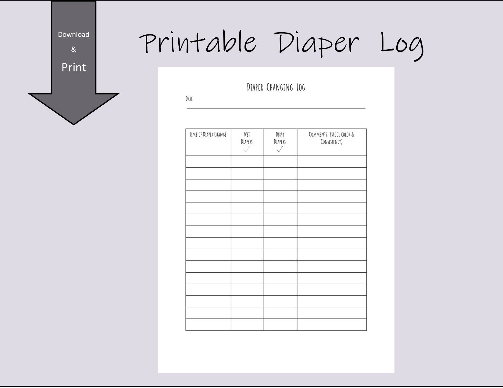 Diaper Changing Log Etsy