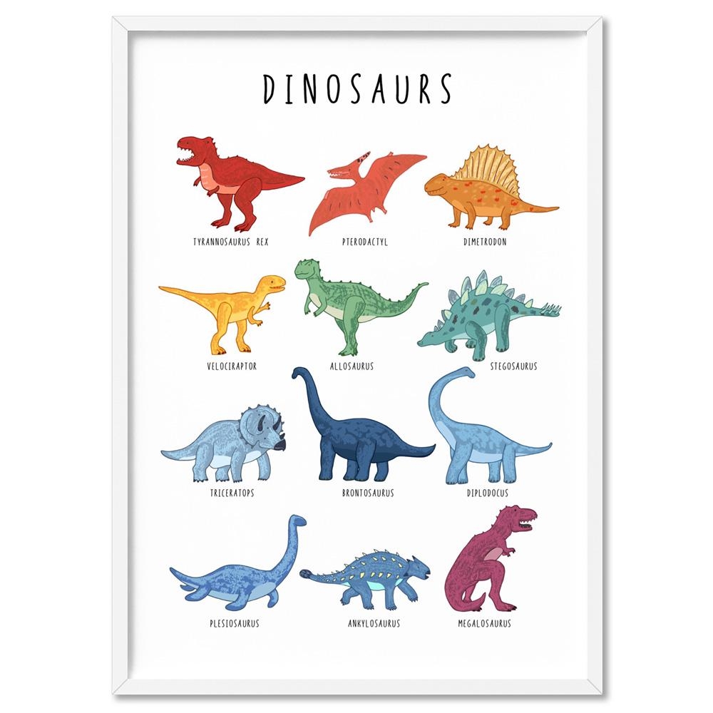 Dinosaurs Chart Art Print Colourful Dinosaurs Poster For Kids Or Nursery Room Decor Bright Cartoon Dinosaur Chart Girls Or Boys KDS 37 Etsy
