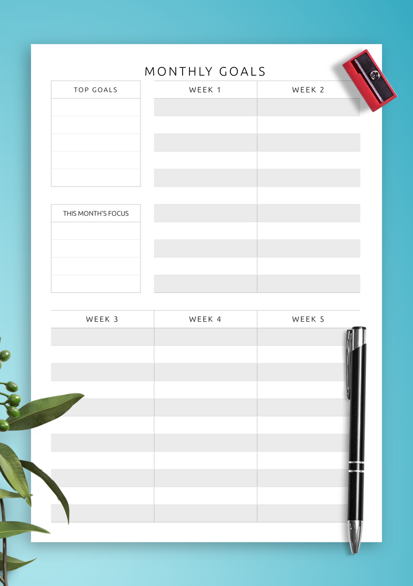Download Printable Minimal Monthly Goal Tracker PDF