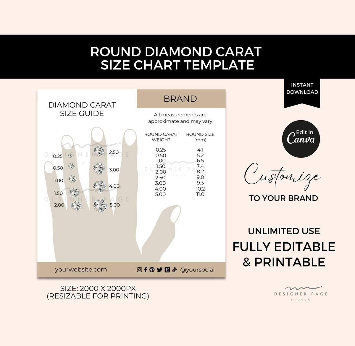 Diamond Carat Size Chart Updated Visual Guide To Diamond Sizes Antwerpdiamonds Direct