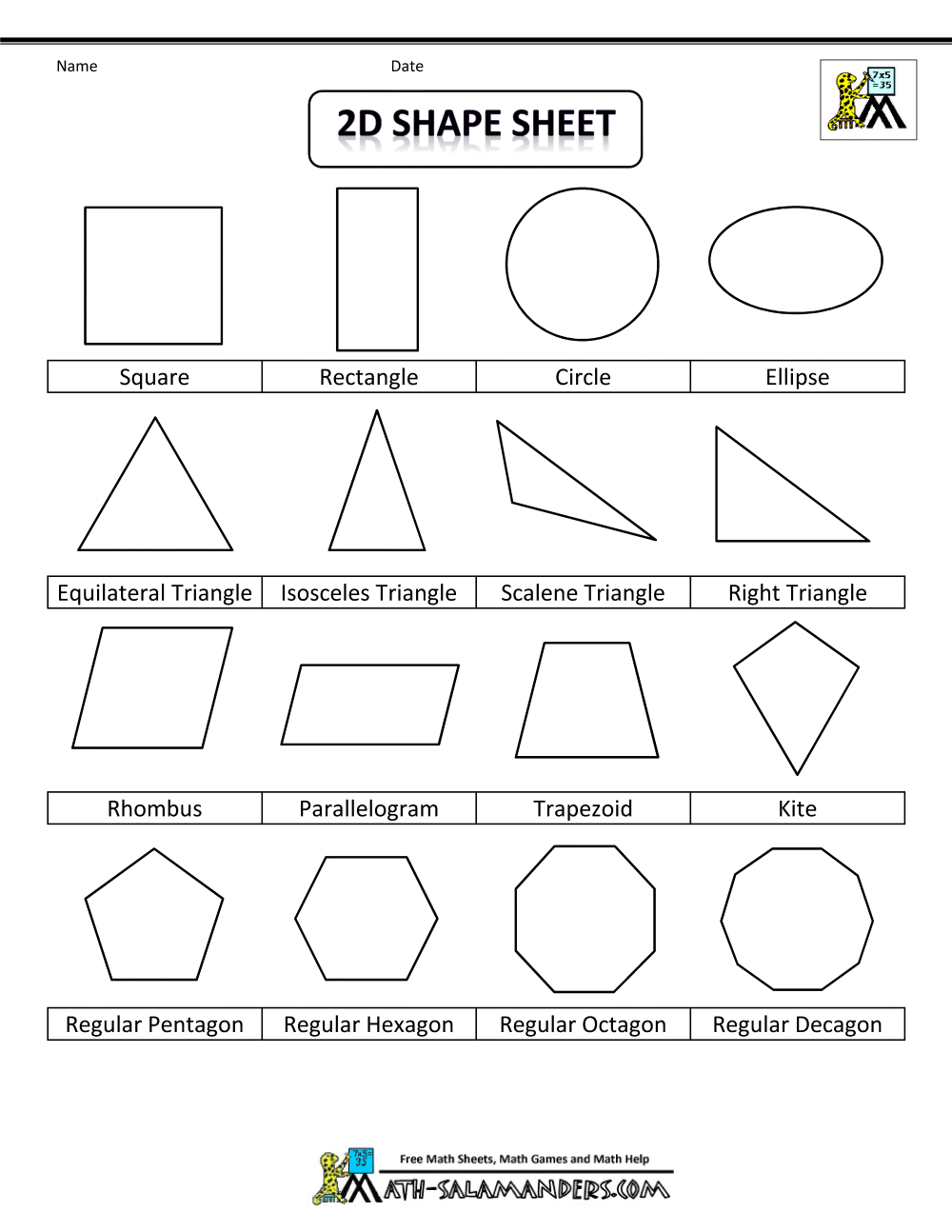Engaging 2D Shapes Worksheets For Learning And Fun