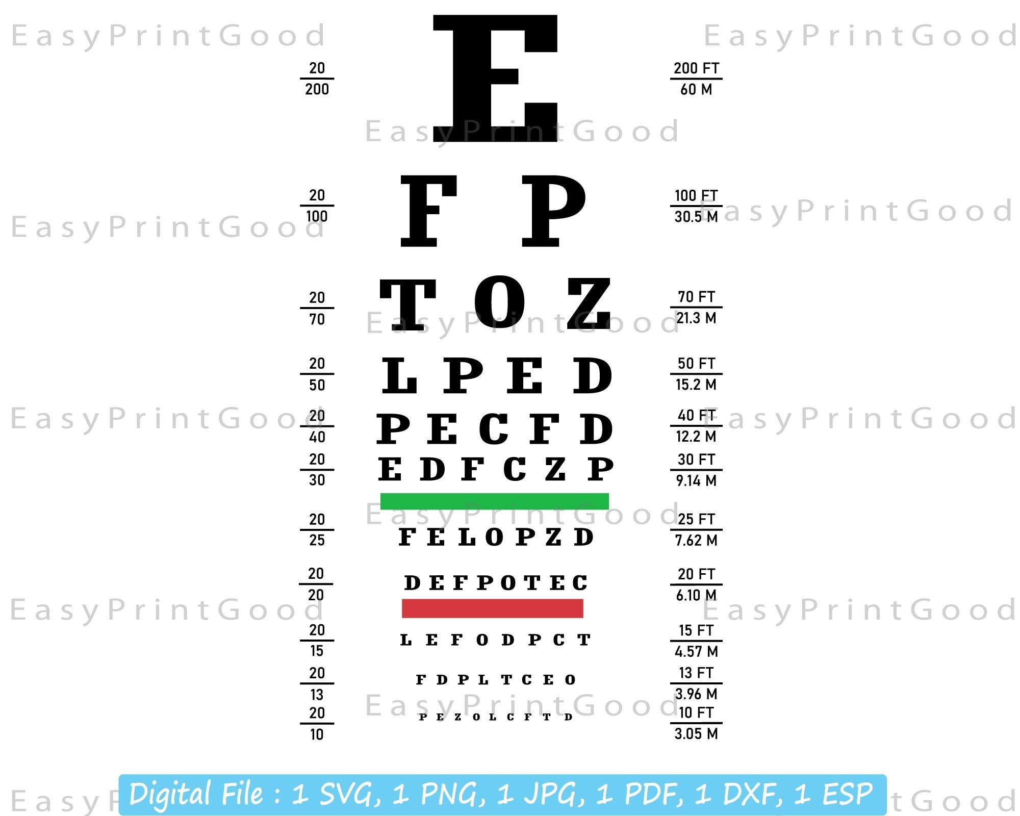 Eye Chart SVG Vision Test Clipart Medical Clinic Decor Digital Download Etsy