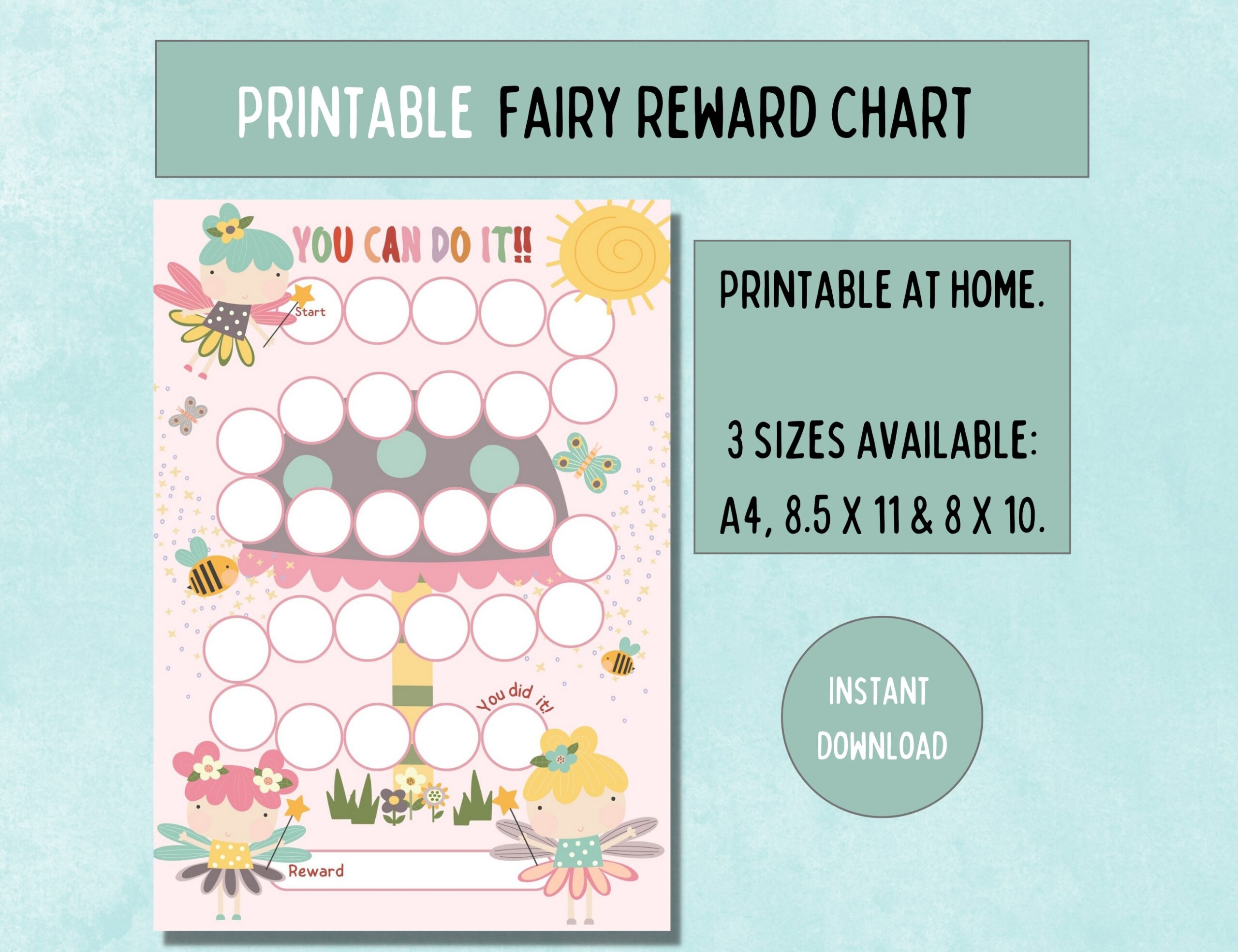 Fairy Reward Chart Printable Kids Chore Potty Training Digital Download Etsy