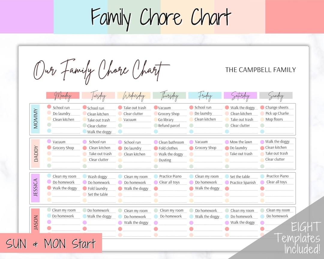 23 FREE Chore Chart Templates For Kids TemplateLab