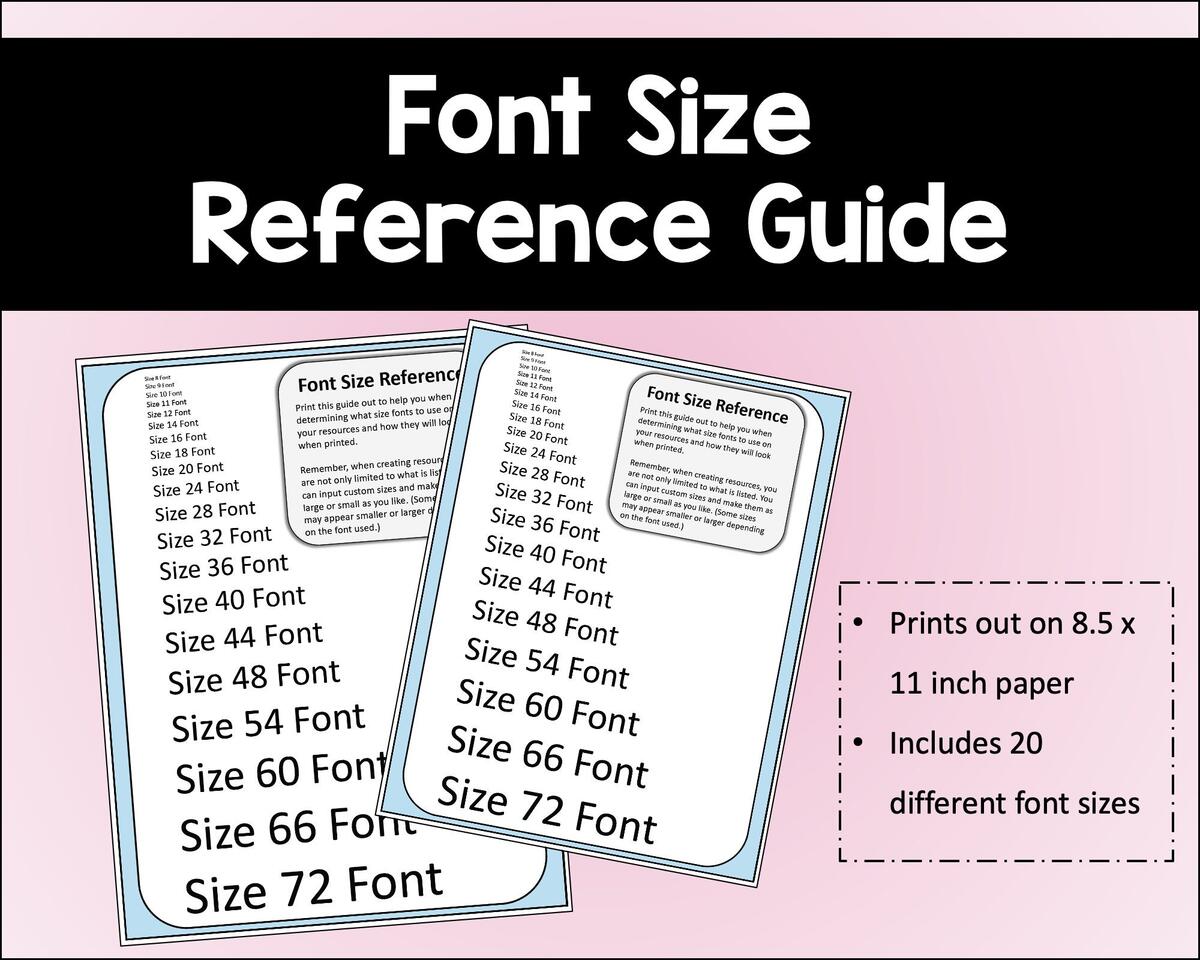 Font Size Reference Guide For Resources And Documents Etsy Font Size Reference Guide For Resources And Documents Etsy
