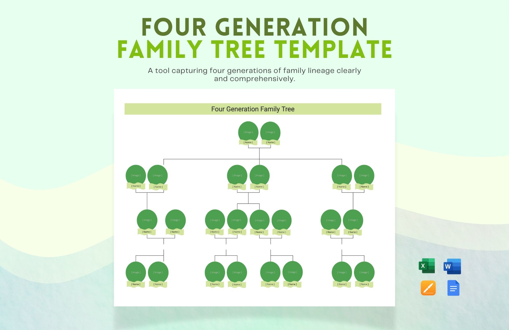 Four Generation Family Tree Template In Excel Word Apple Pages Apple Numbers Download Template