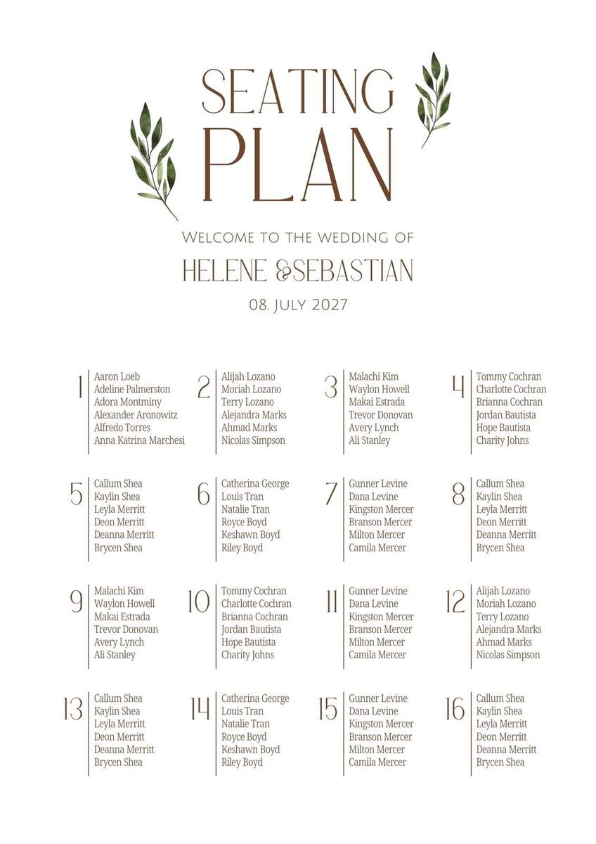 Free Custom Printable Seating Chart Templates Canva Free Custom Printable Seating Chart Templates Canva
