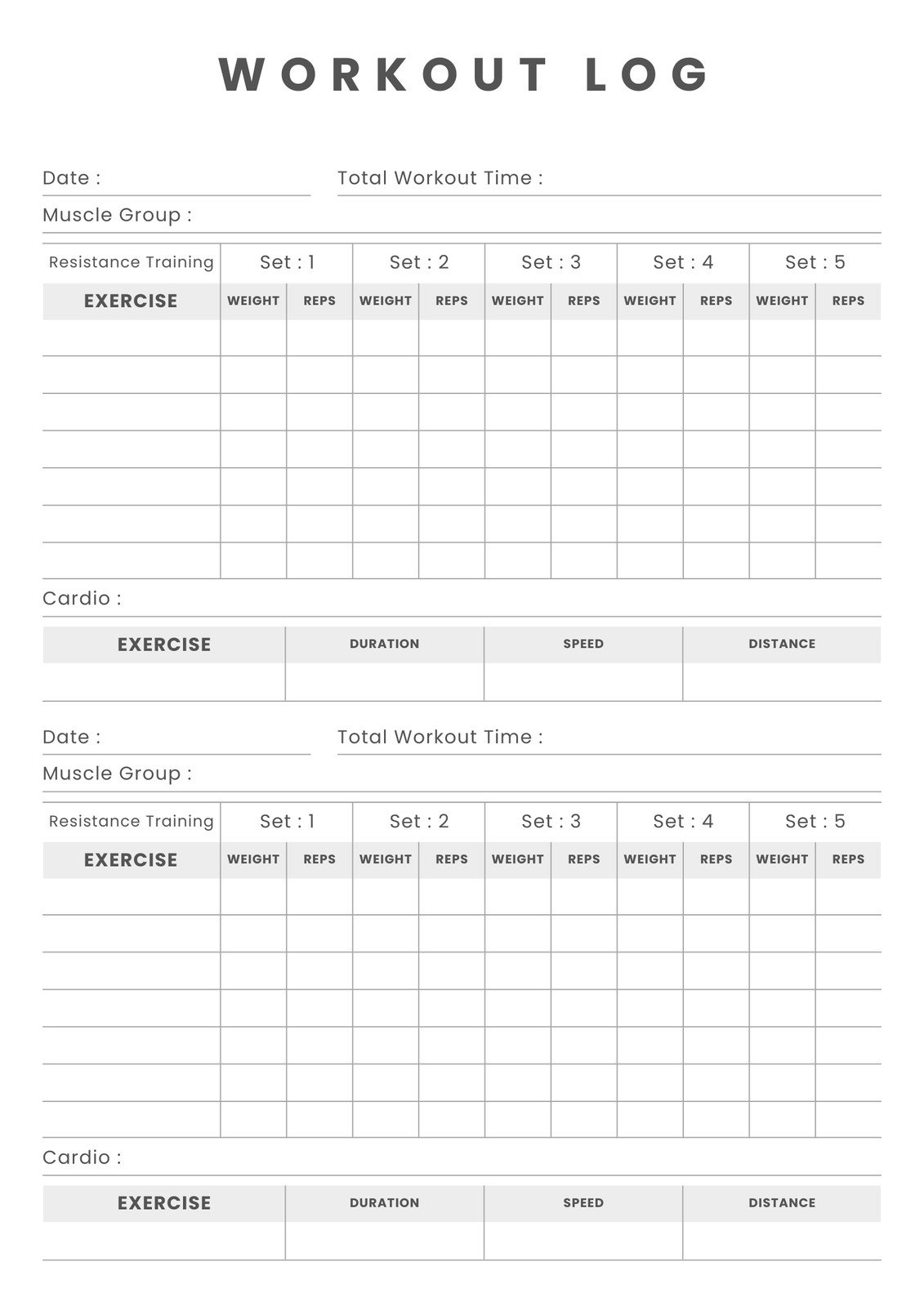 46 Printable Exercise Charts 100 Free TemplateLab