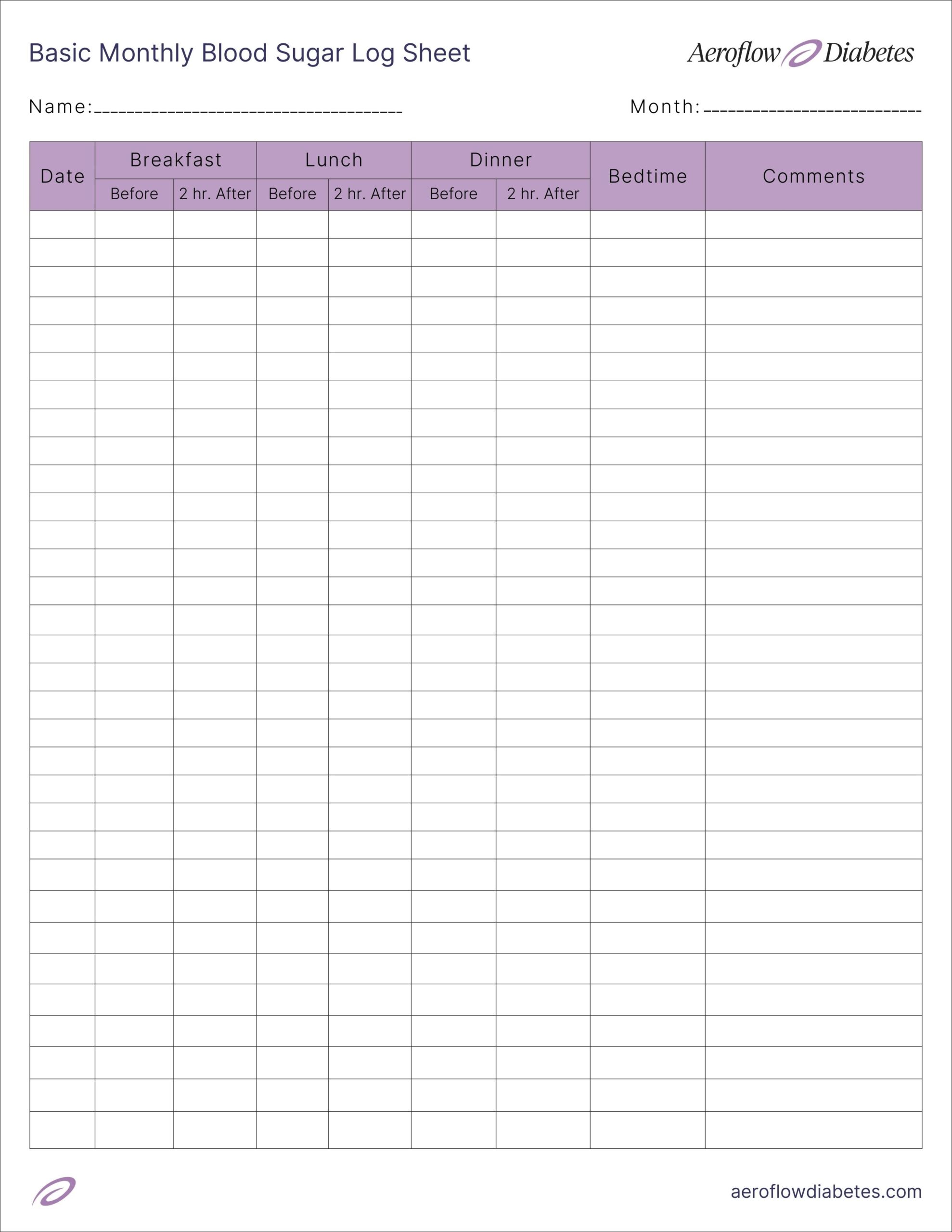 Free Diabetes Log Sheets In PDF And Word Formats