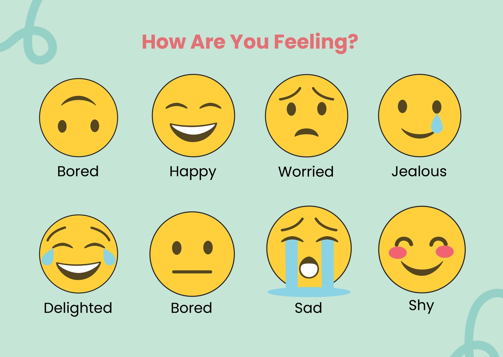 Free Printable Custom Emotions Flashcard Templates Canva