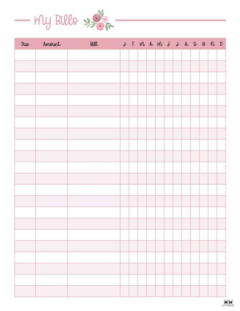Free Printable Monthly Bill Organizer Printable Party Favors Free Printable Monthly Bill Organizer Printable Party Favors