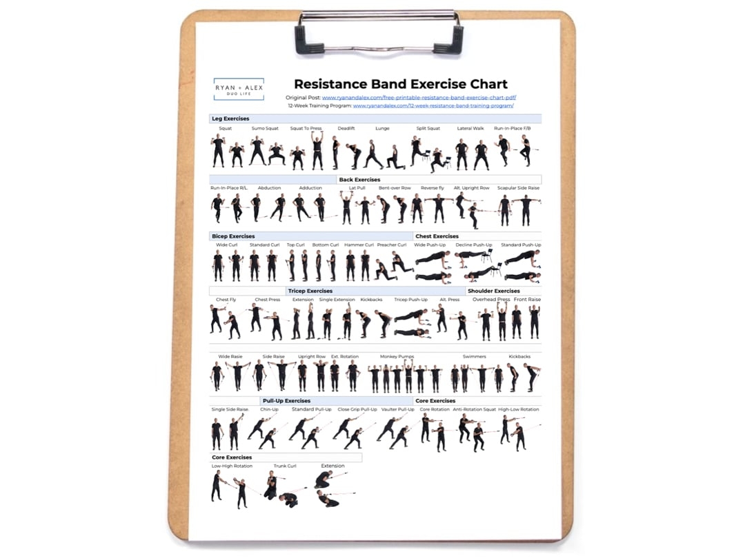 Printable Resistance Band Drills Workout Chart Pdf Printable Resistance Band Exercises Gold 039 S