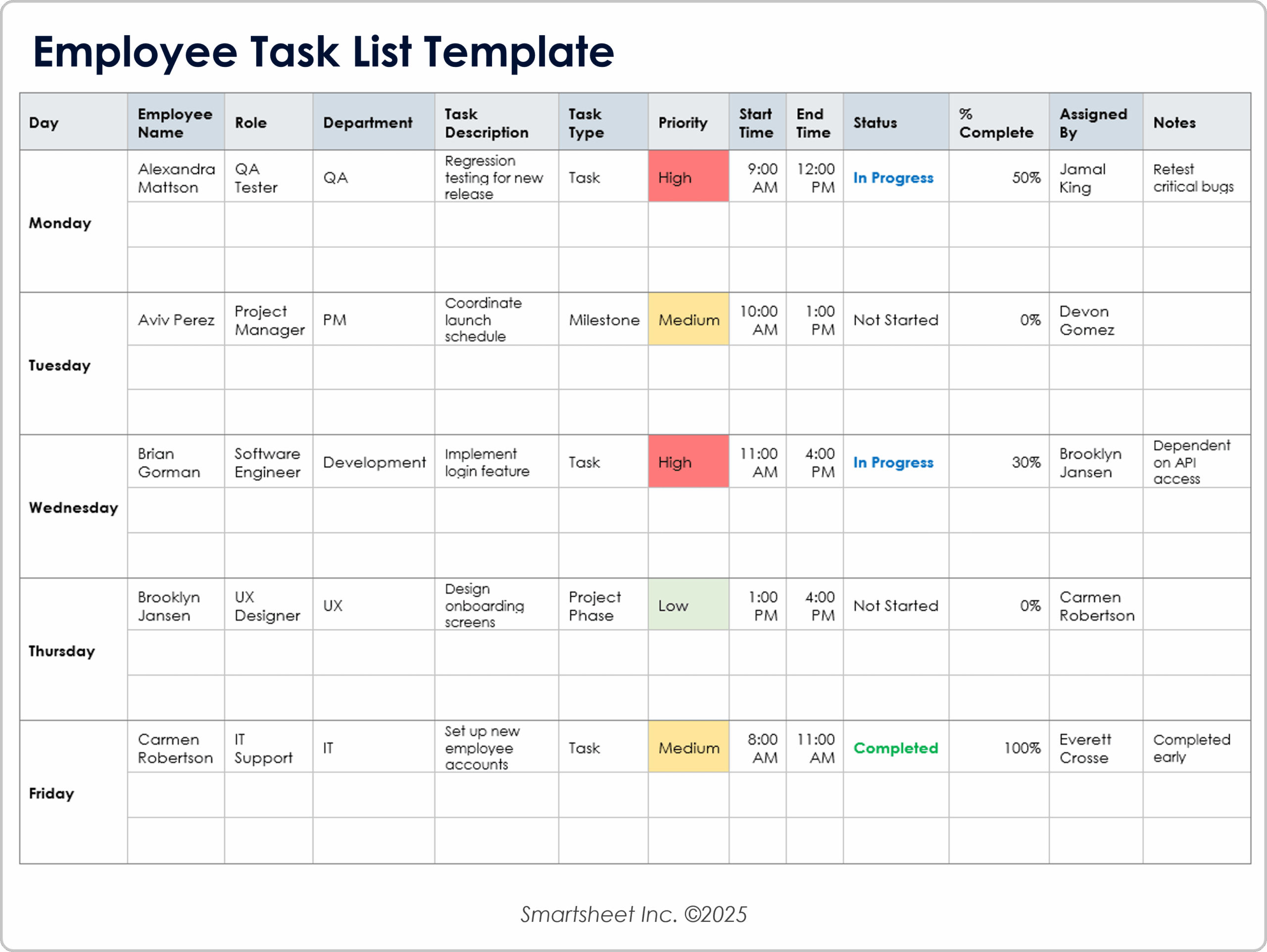 Free To Do Lists Task Tracker Templates