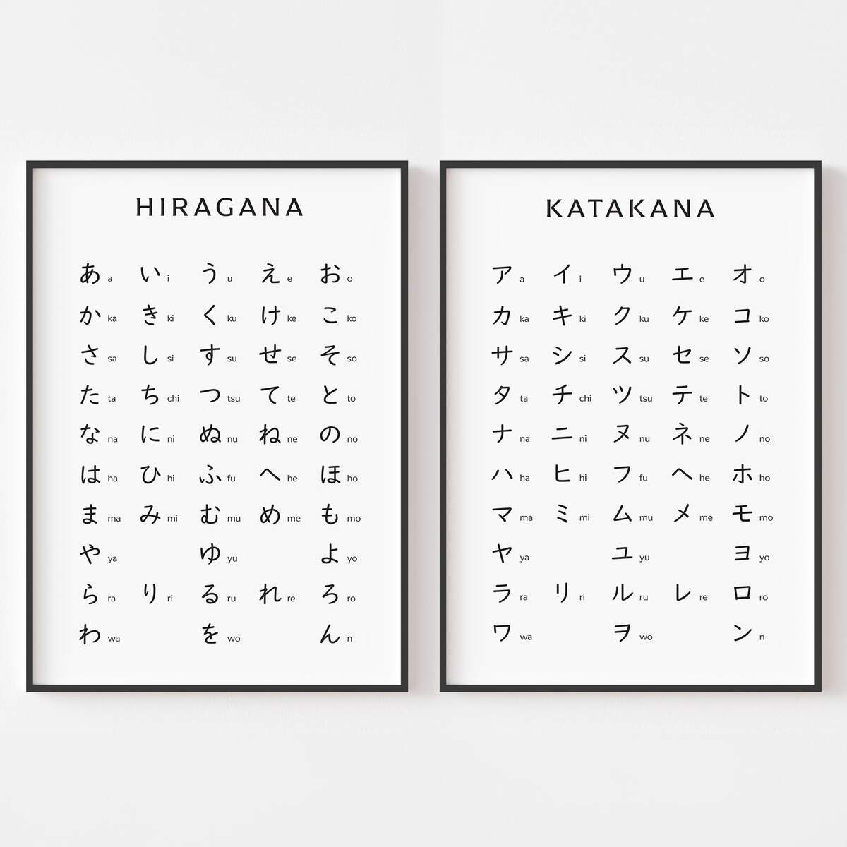 Hiragana Katakana Chart Poster Set Japanese Alphabet Art Digital Download Etsy