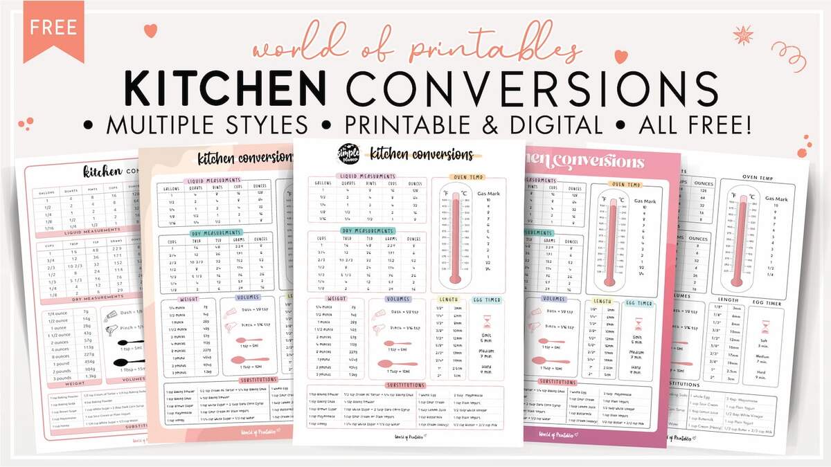 Kitchen Conversions World Of Printables Kitchen Conversions World Of Printables