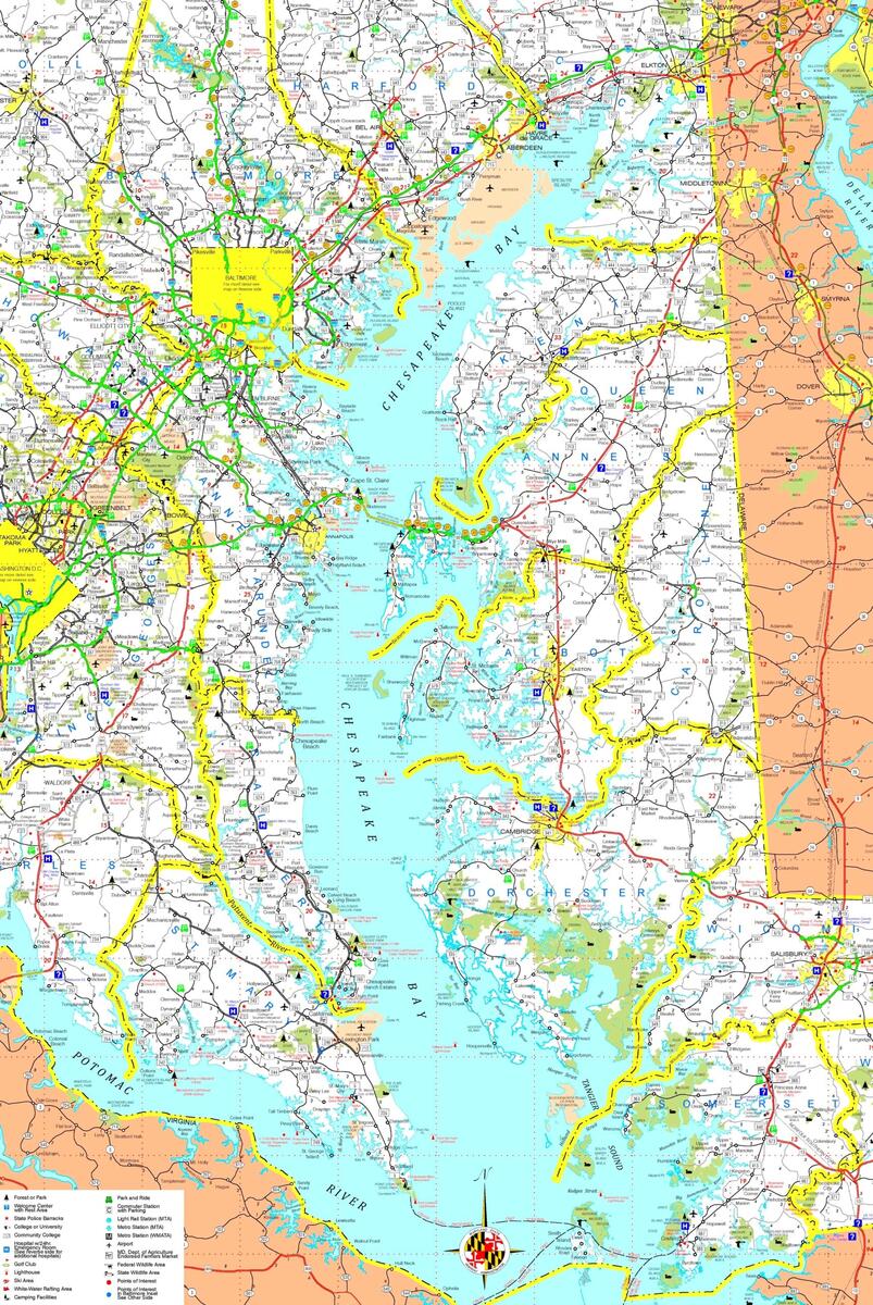 Large Detailed Map Of Chesapeake Bay Ontheworldmap Large Detailed Map Of Chesapeake Bay Ontheworldmap