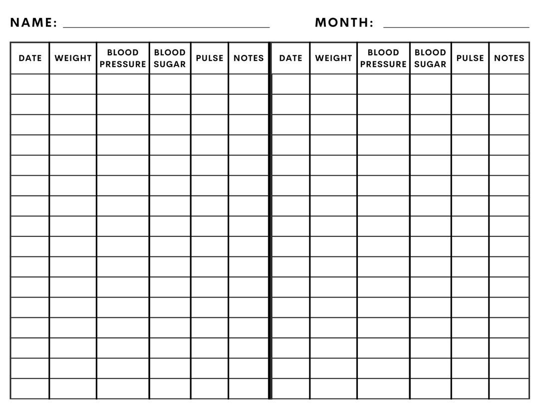 Blood Pressure Trackers World Of Printables