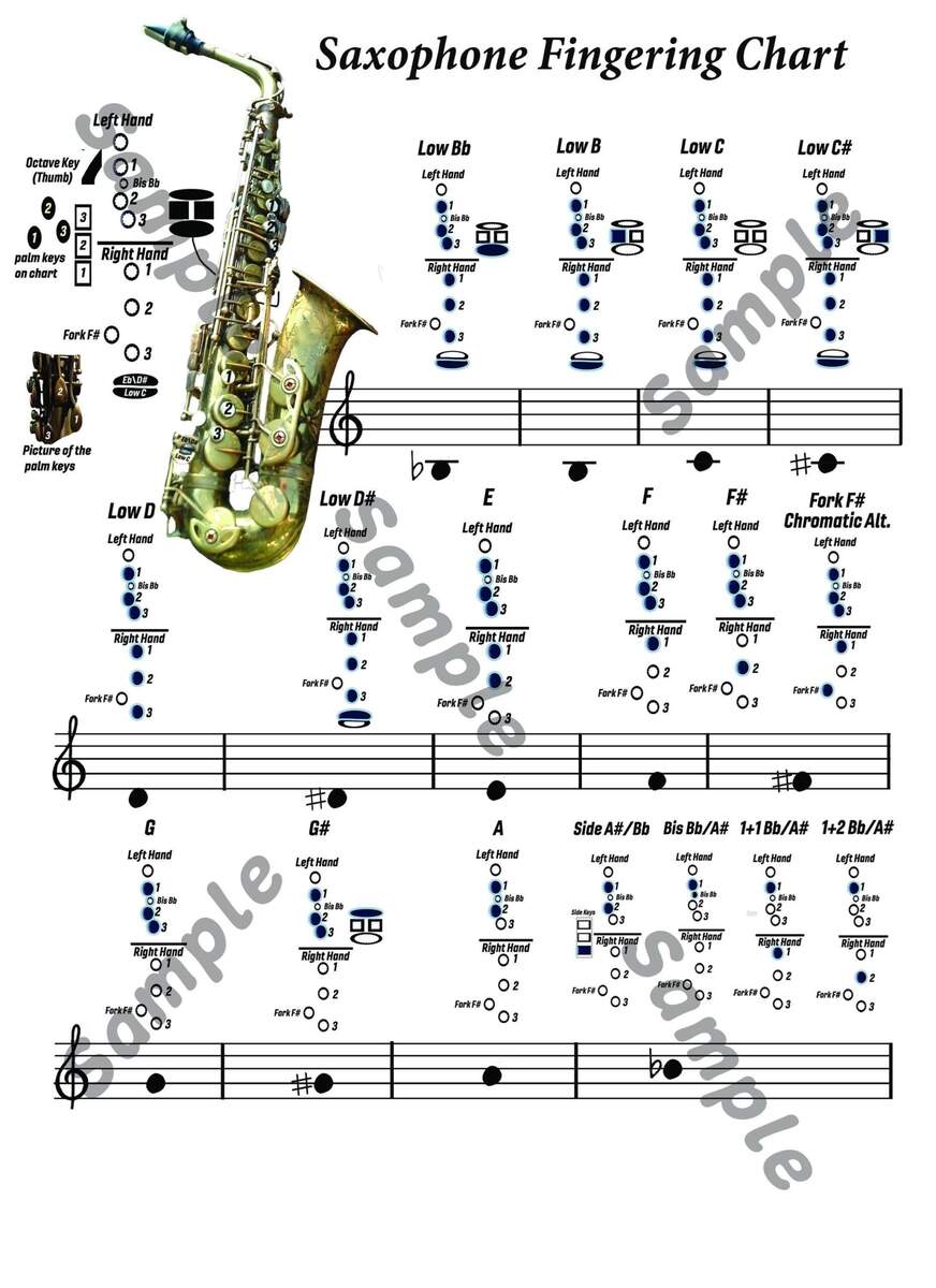 Legere Alto Sax Saxophone Fingering Chart Poster Beginner S Guide Alto Tenor Sax Sax A Boom