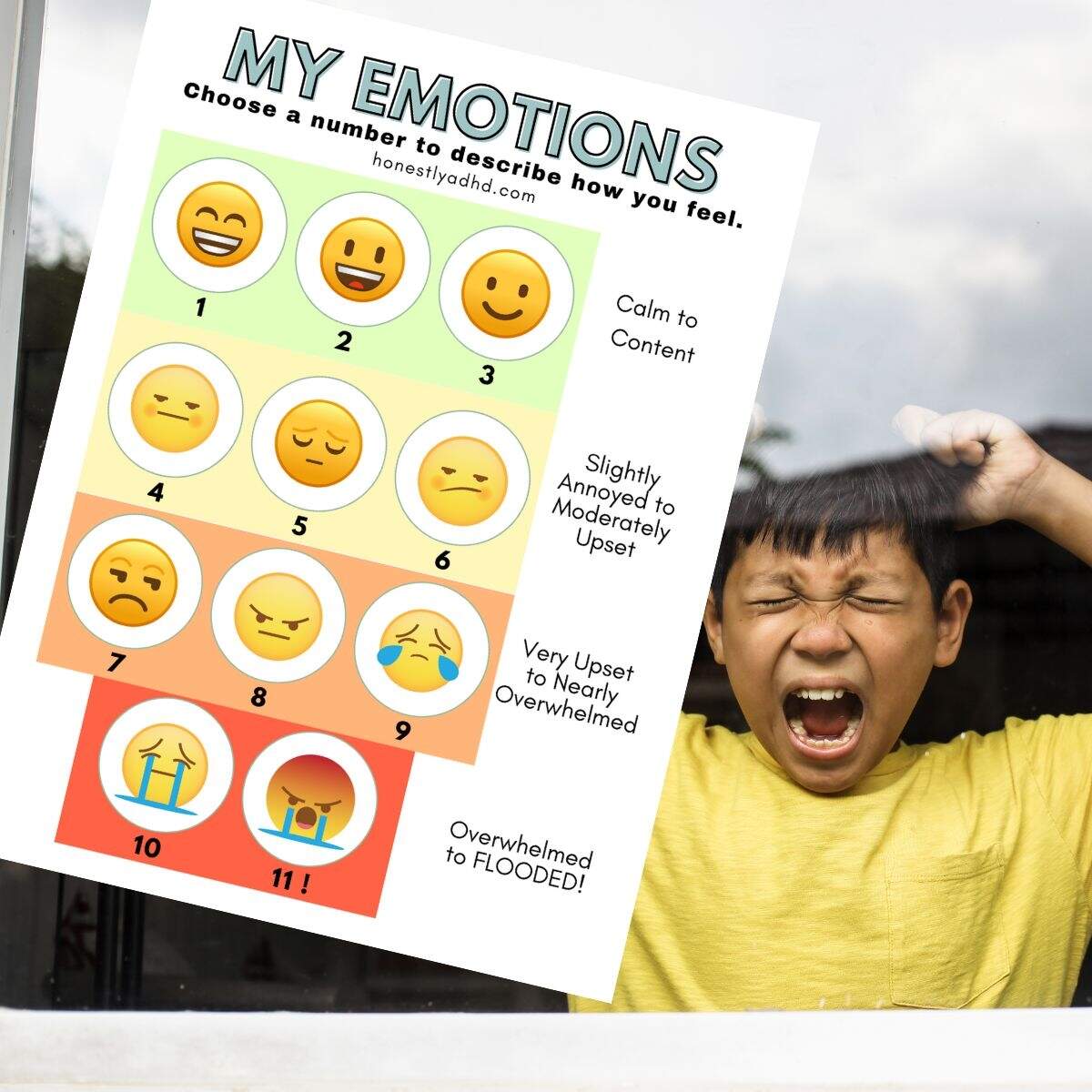 Manage ADHD Meltdowns Free Printable Emotion Scale Honestly ADHD How To Use A Feelings Chart For Kids Free Printable