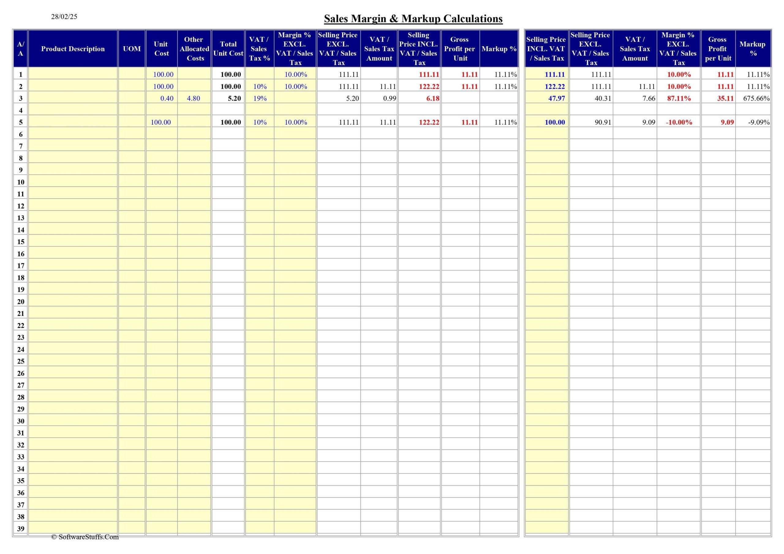 Markup And Margin Calculator Spreadsheet Simplify Pricing And Profit Analysis Etsy