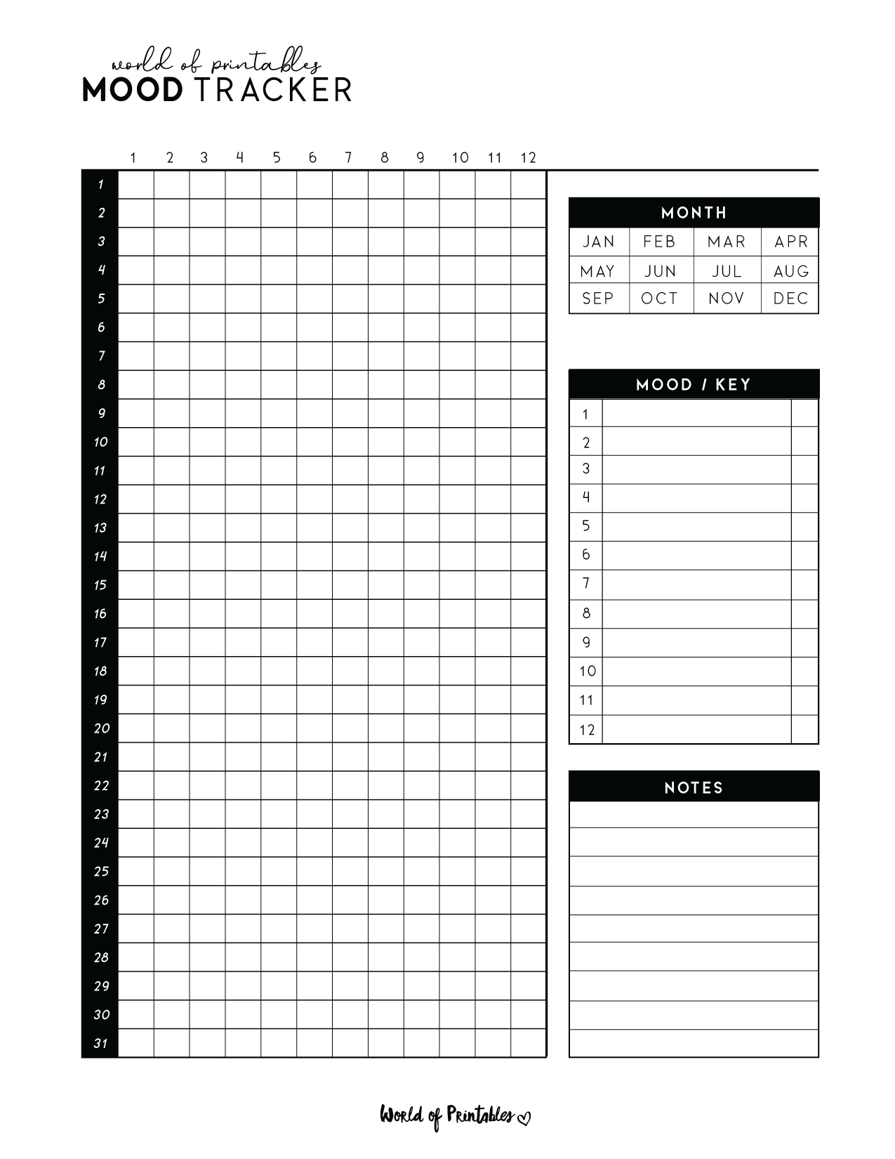 Mood Tracker Printable Printable Party Favors