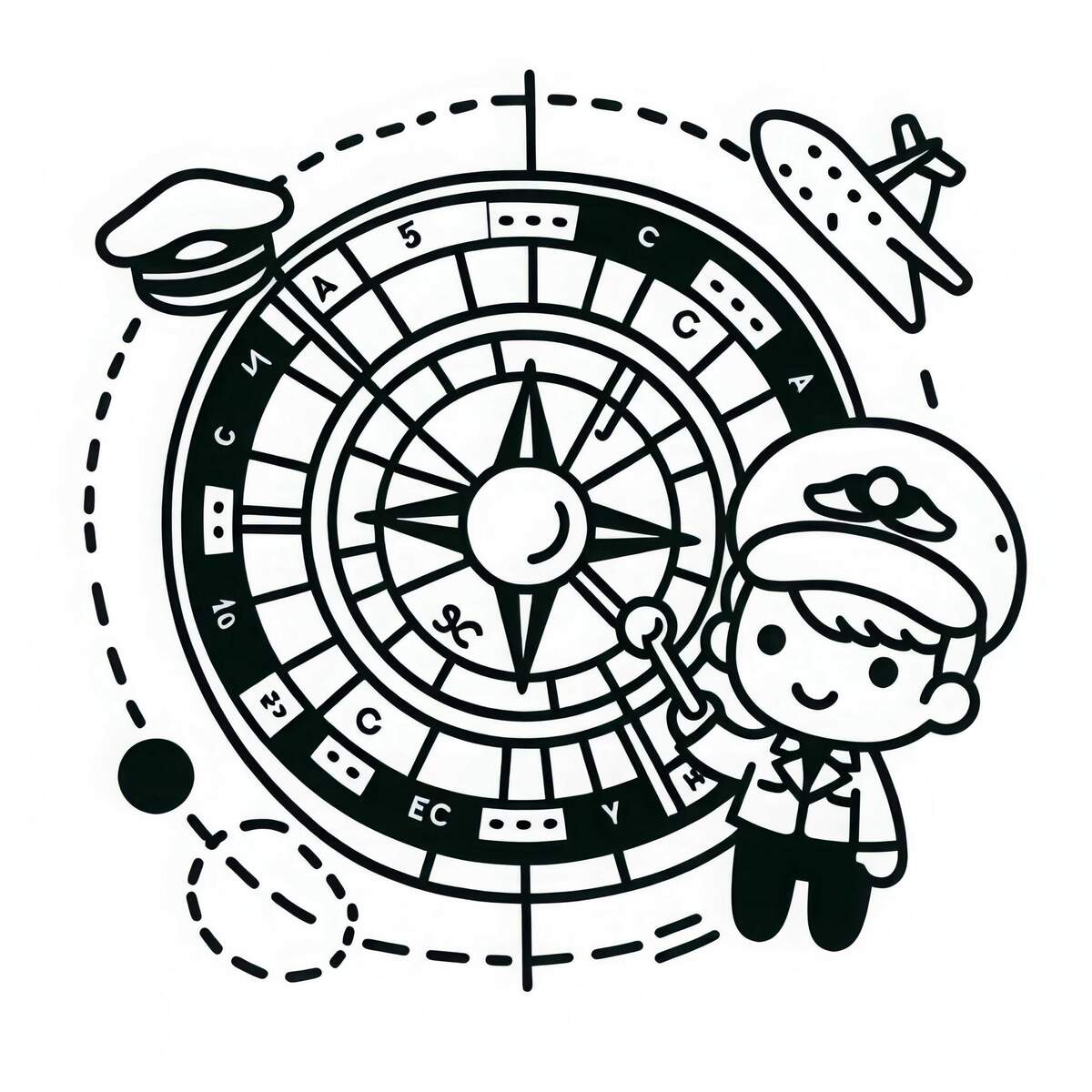 Navigation Map For Pilots Free Coloring Template To Download