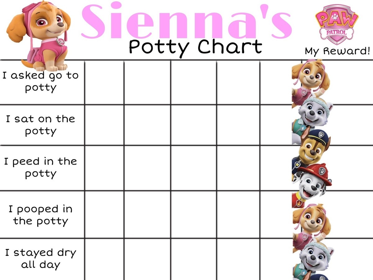 Potty Training Personalised Reward Chart Paw Patrol A4 EBay Potty Training Personalised Reward Chart Paw Patrol A4 EBay