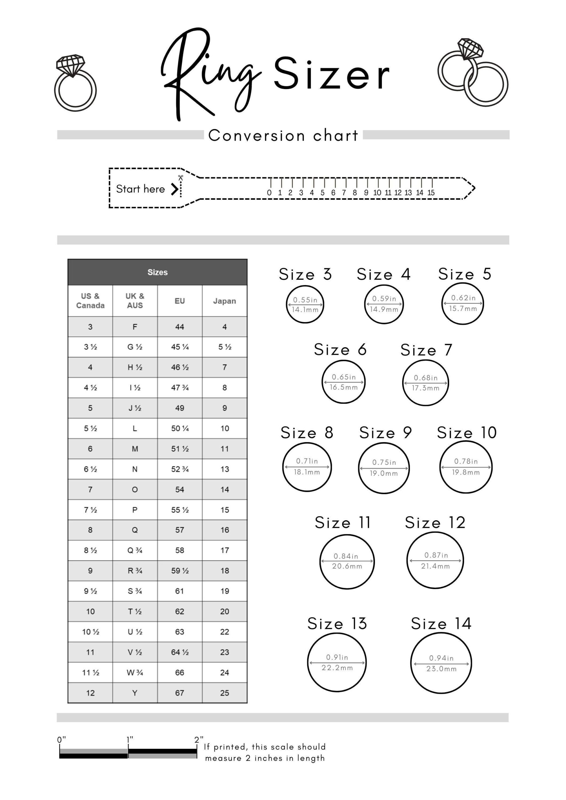 Actual Size Printable Ring Size Guide Actual Printable Ring Sizer Size Finder Actual Size Printable Ring